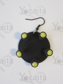 Flexibler Ohrring aus TPU mit 5 farbigen Glasperlen, durch Umstülpen veränderbare Form (Zustand: groß)