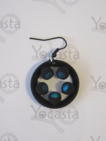 Flexibler Ohrring aus TPU mit 5 farbigen Glasperlen, durch Umstülpen veränderbare Form (Zustand: klein)